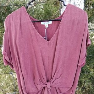 Burgundy knot top